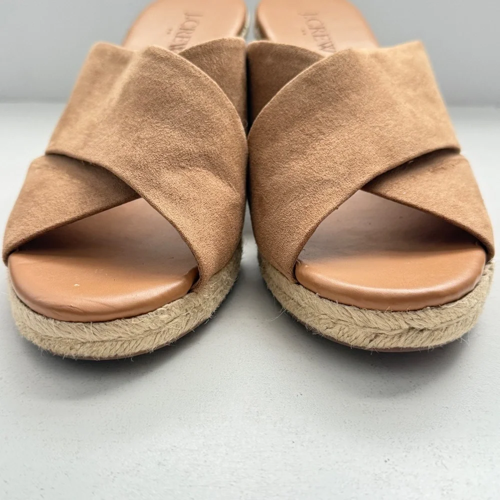 J.Crew Tan Brown Crisscross Espadrille Wedge‎ Sandals Womens 6.5